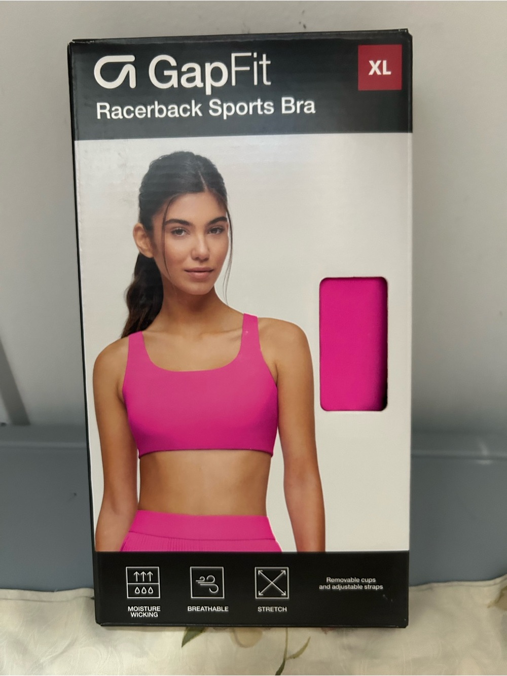 GapFit Racerback Sports Bra - Bright Pink (XL)